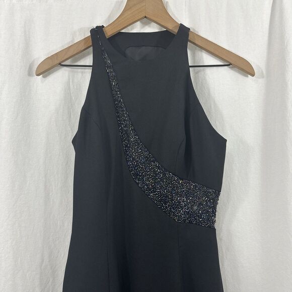 Je Matadi By Sean Mehta Black Embellished Formal Maxi Dress Sheer Womens Size 4 - Picture 4 of 12